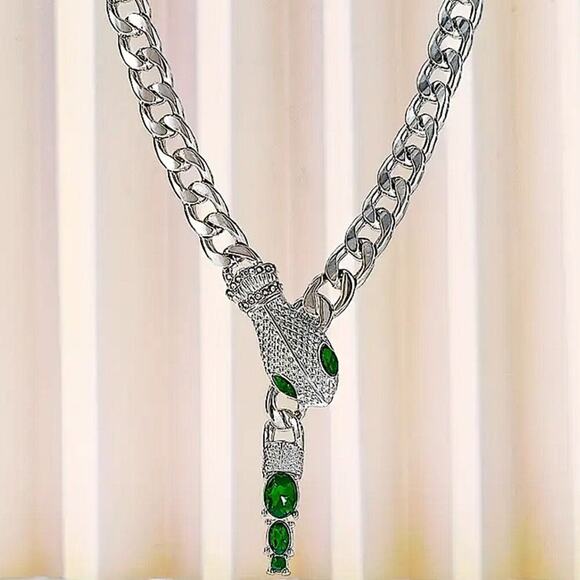 Stainless Steel Snake Choker Necklace Chain Link Sterling Silver Plated - Picture 2 of 3